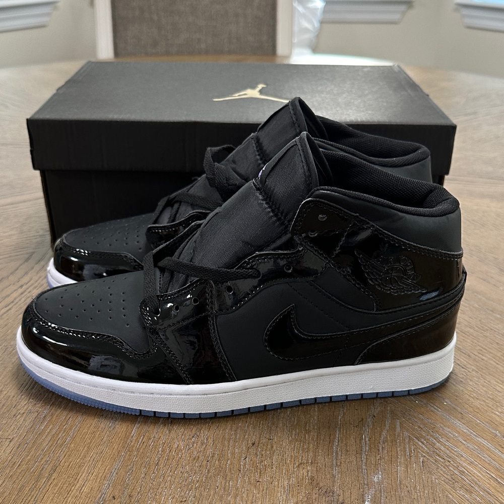 Jordan retro 1 mid space jam Black white Purple Sz 8.5 mens Sneakers - Picture 3 of 4